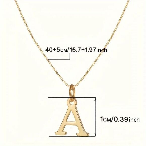 18K Gold Initial Necklace – A-Z Letters | Stainless Steel Box Chain | NWT - Picture 2 of 7